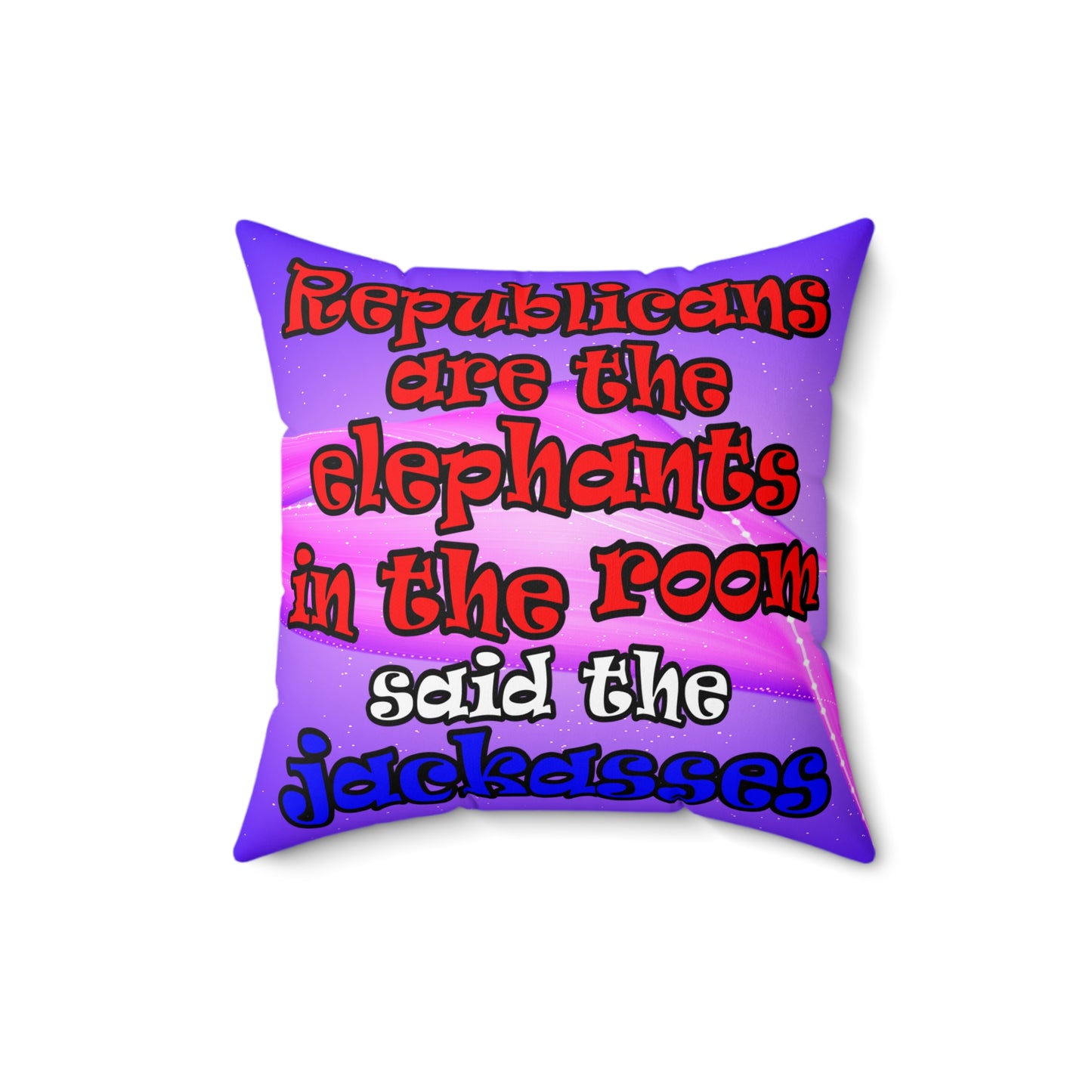 donkeys and elephants - Spun Polyester Square Pillow - (purple-pink wave)