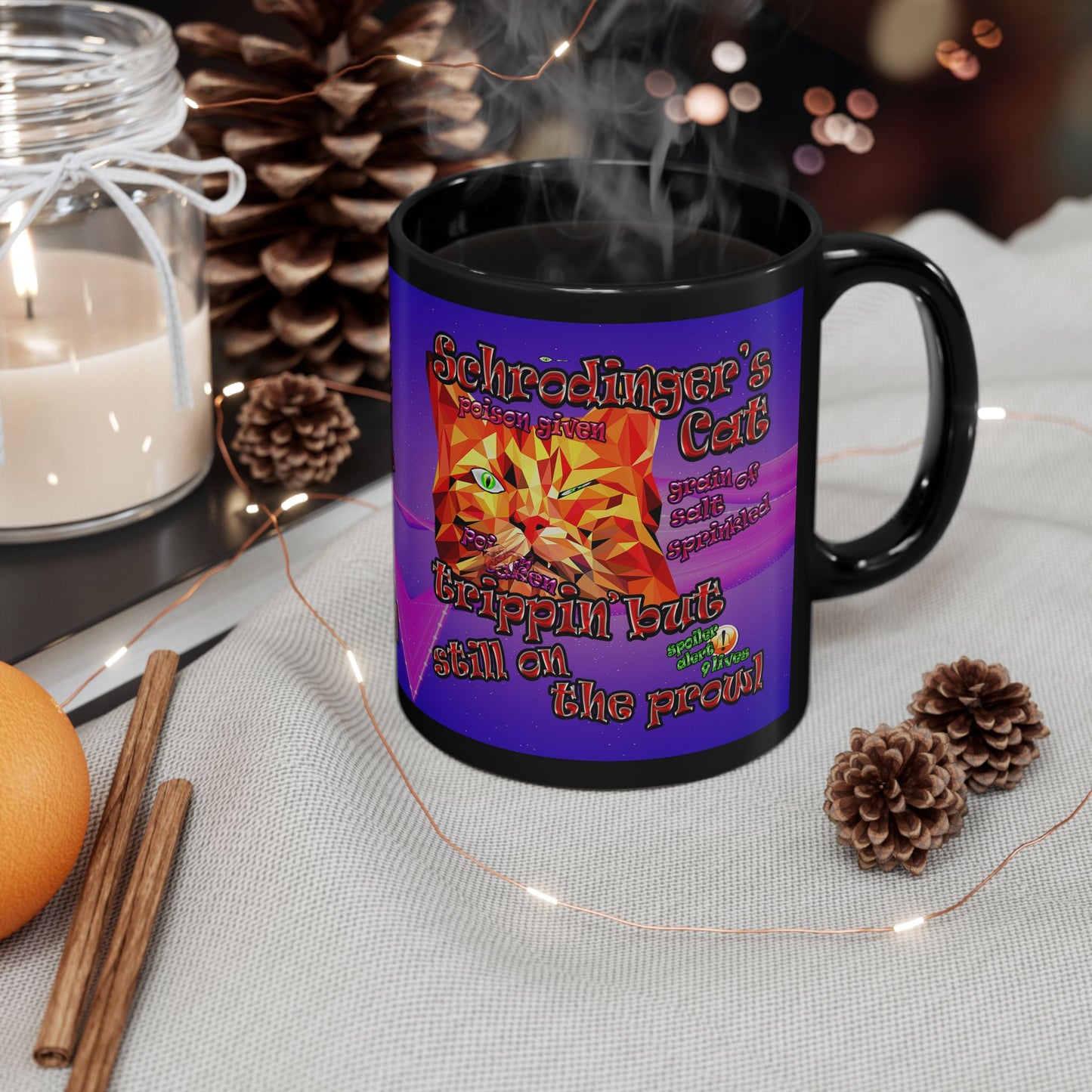 schrodinger's cat - Black Mug (purple-pink wave)