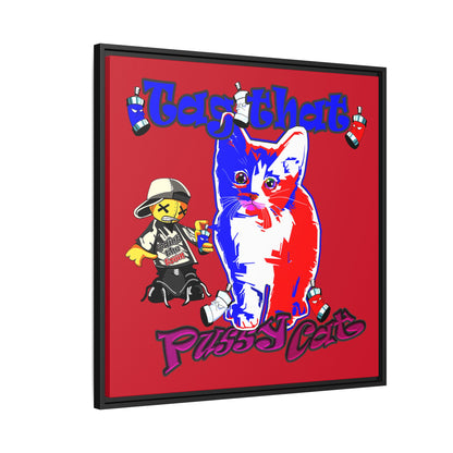 tag that - framed canvas art (dark red)