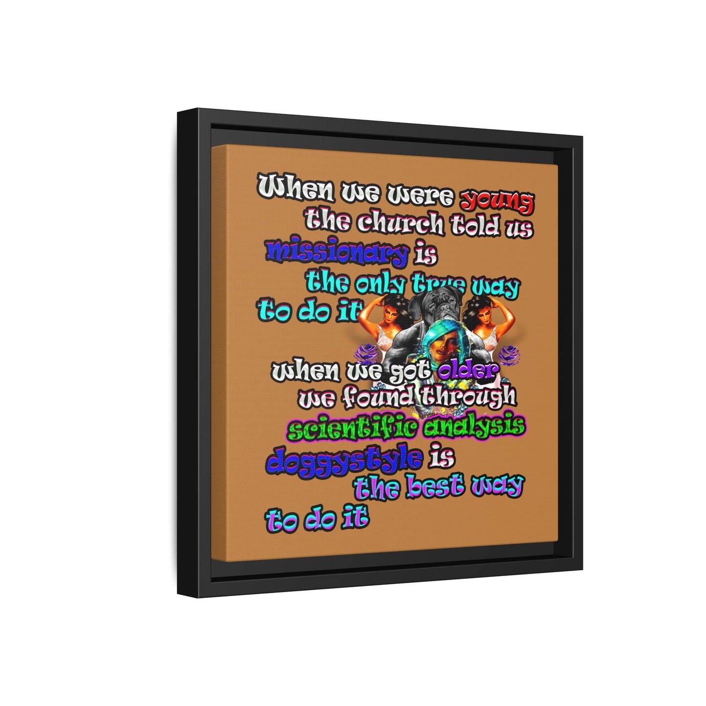doggystyle - framed canvas art (light brown)
