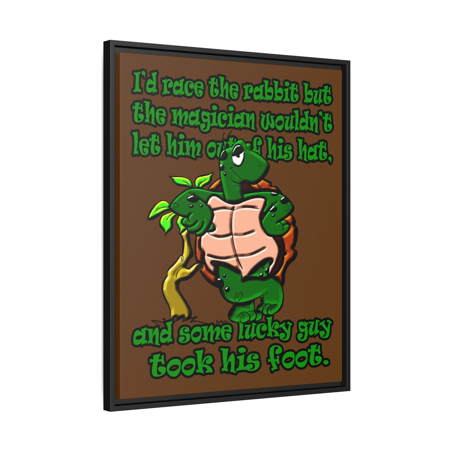 turtle race - framed canvas art (brown)