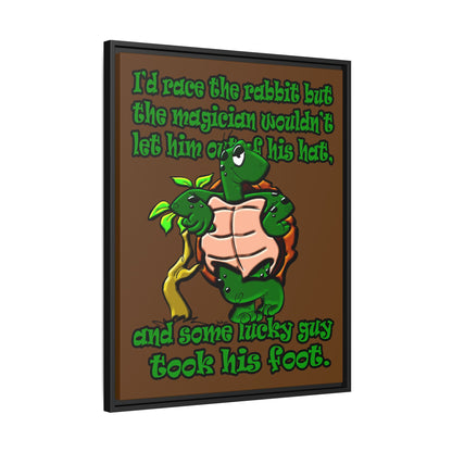 turtle race - framed canvas art (brown)