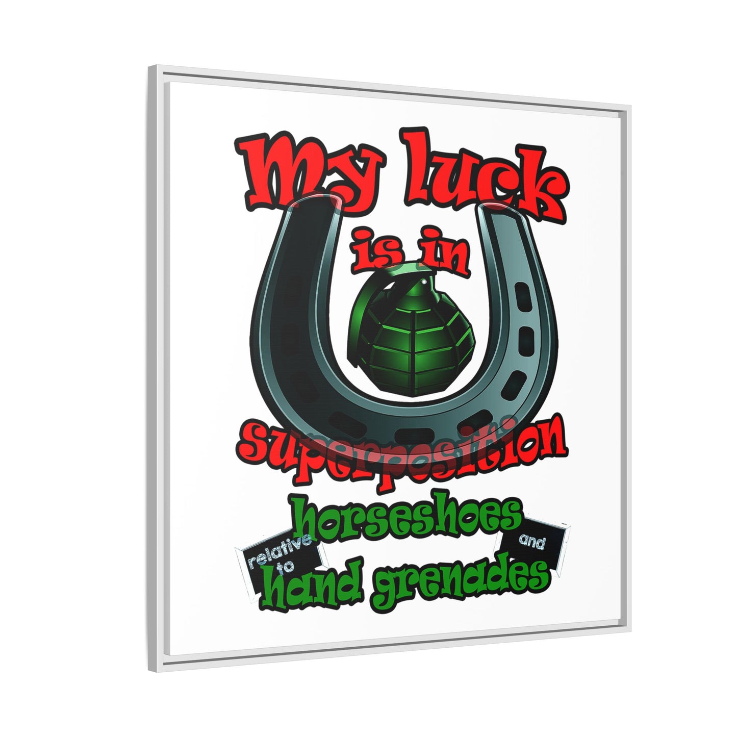 my luck - framed canvas art (white)