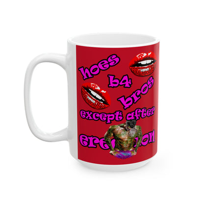 hoes b4 bros - White Mug (dark red)