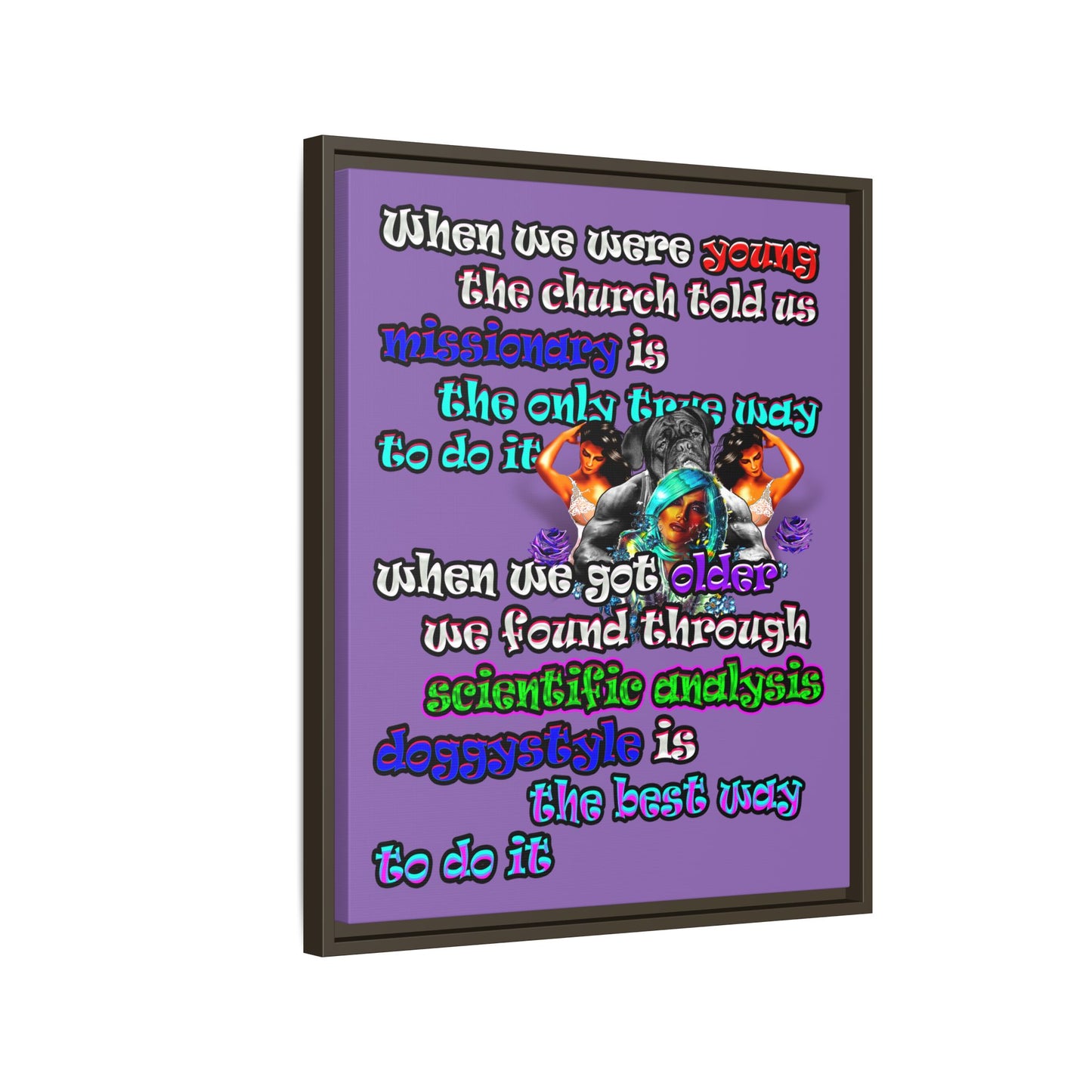 doggystyle - framed canvas art (light purple)