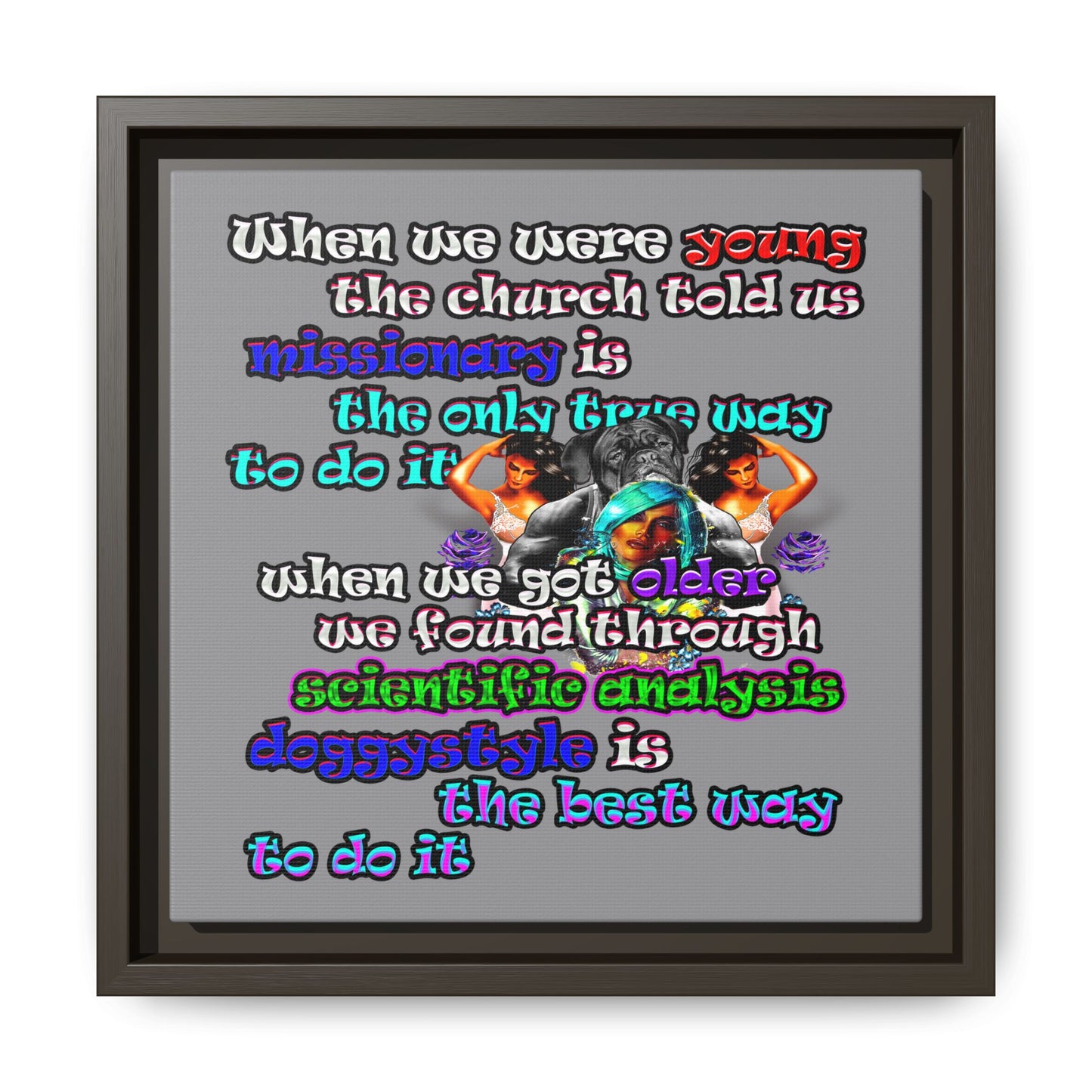 doggystyle - framed canvas art (grey)