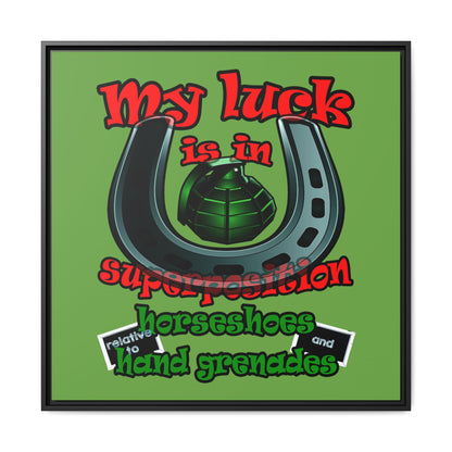 my luck - framed canvas art (green)