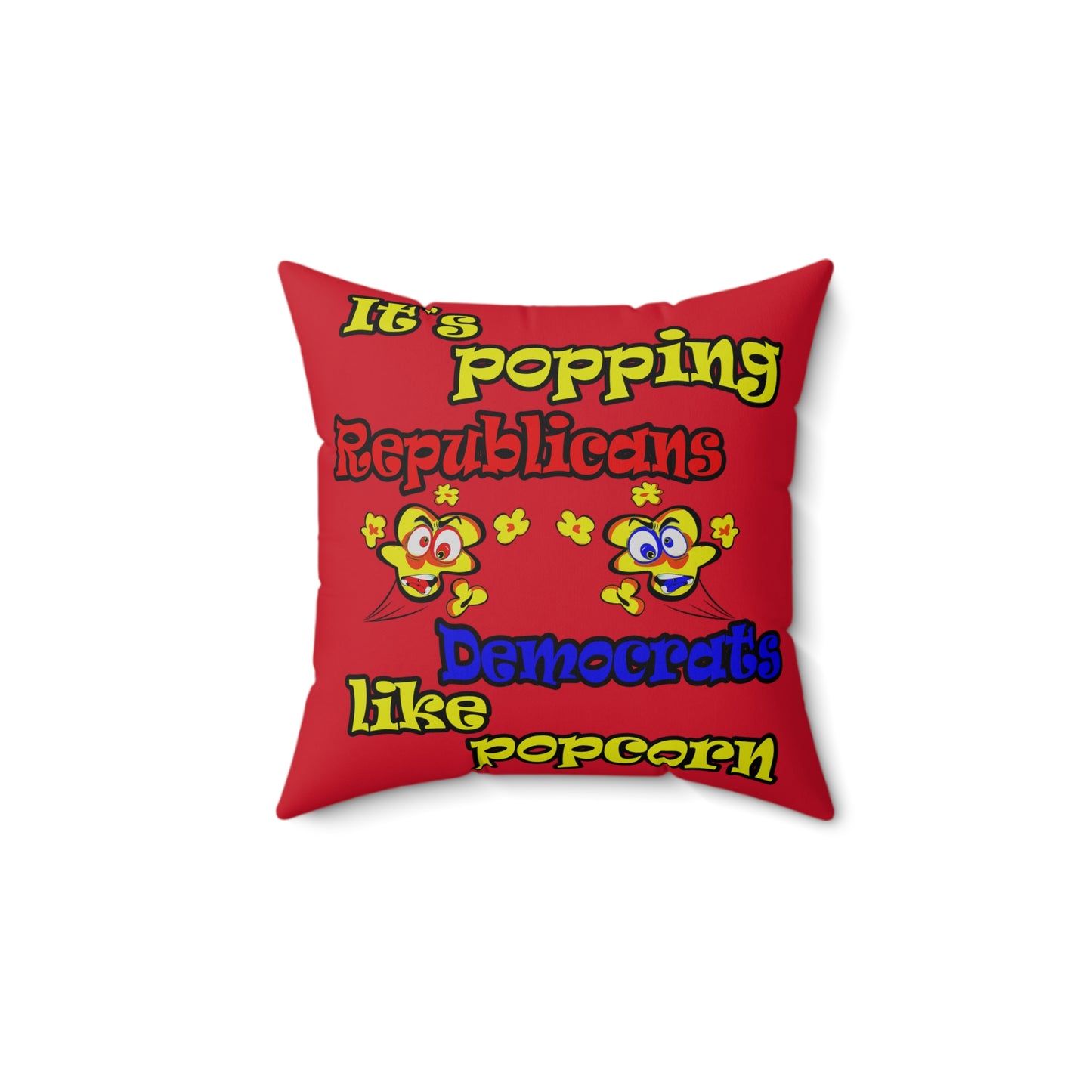popping like popcorn - Spun Polyester Square Pillow - (dark red)