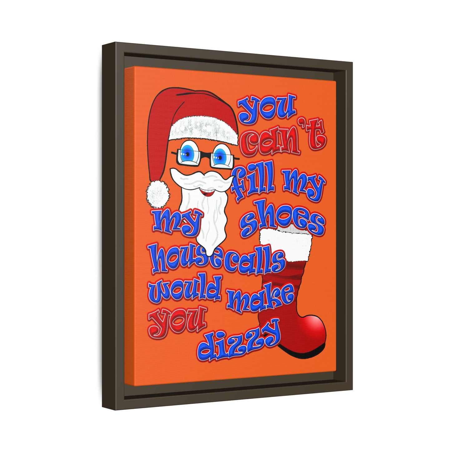 santa's shoes - framed canvas art (orange)