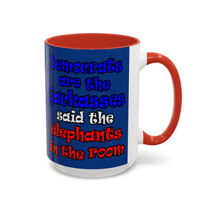 donkeys and elephants - Accent Mug (dark blue)
