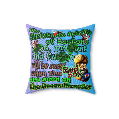 christmas spirits of boston - Faux Suede Square Pillow - (light blue-purple wave)