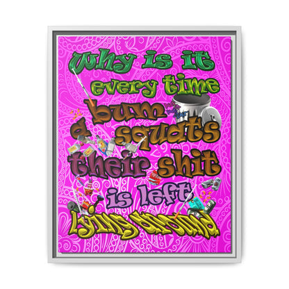 the bum's shit - framed canvas art (pink swirl)