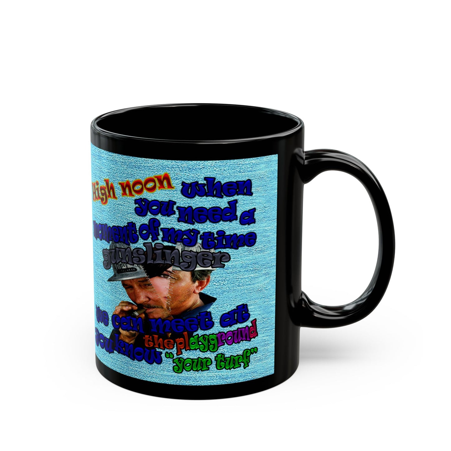 high noon - Black Mug (faded blue)
