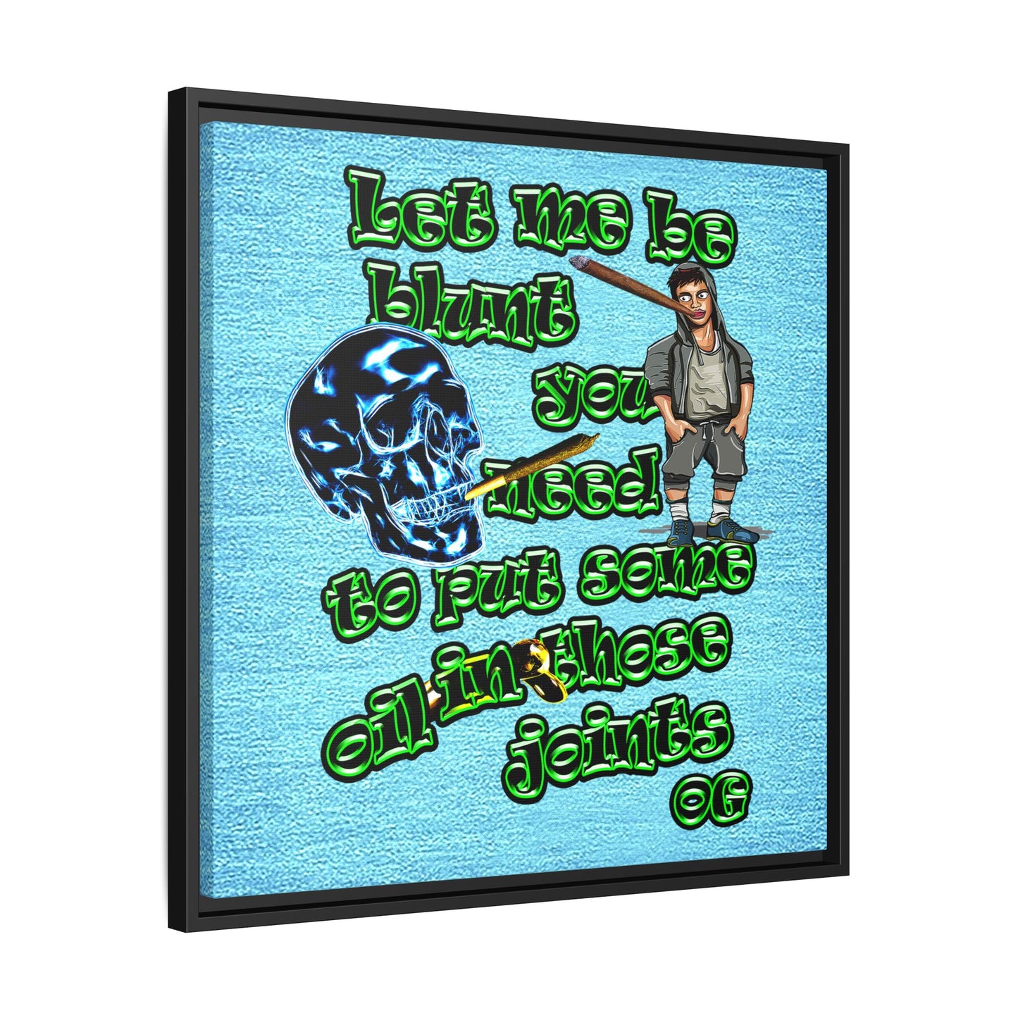 og - framed canvas art (faded blue)