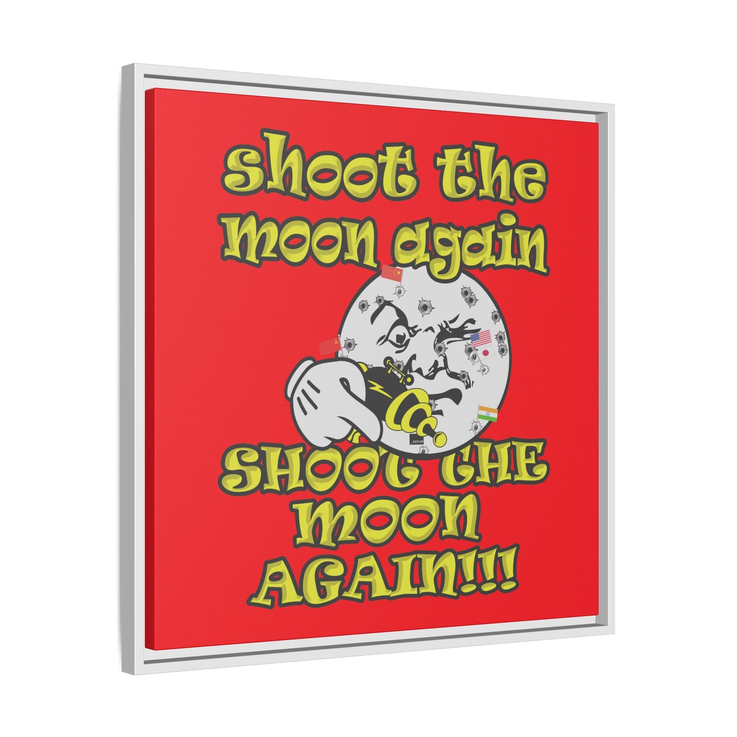 shoot the moon again - framed canvas art (red)