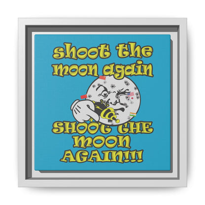 shoot the moon again - framed canvas art (turquoise)
