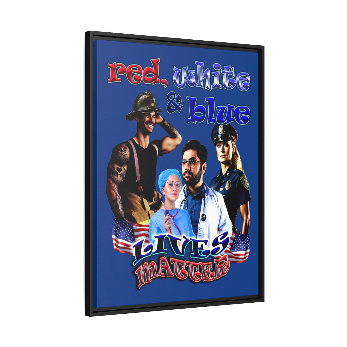 rw&b lives matter - framed canvas art (dark blue)