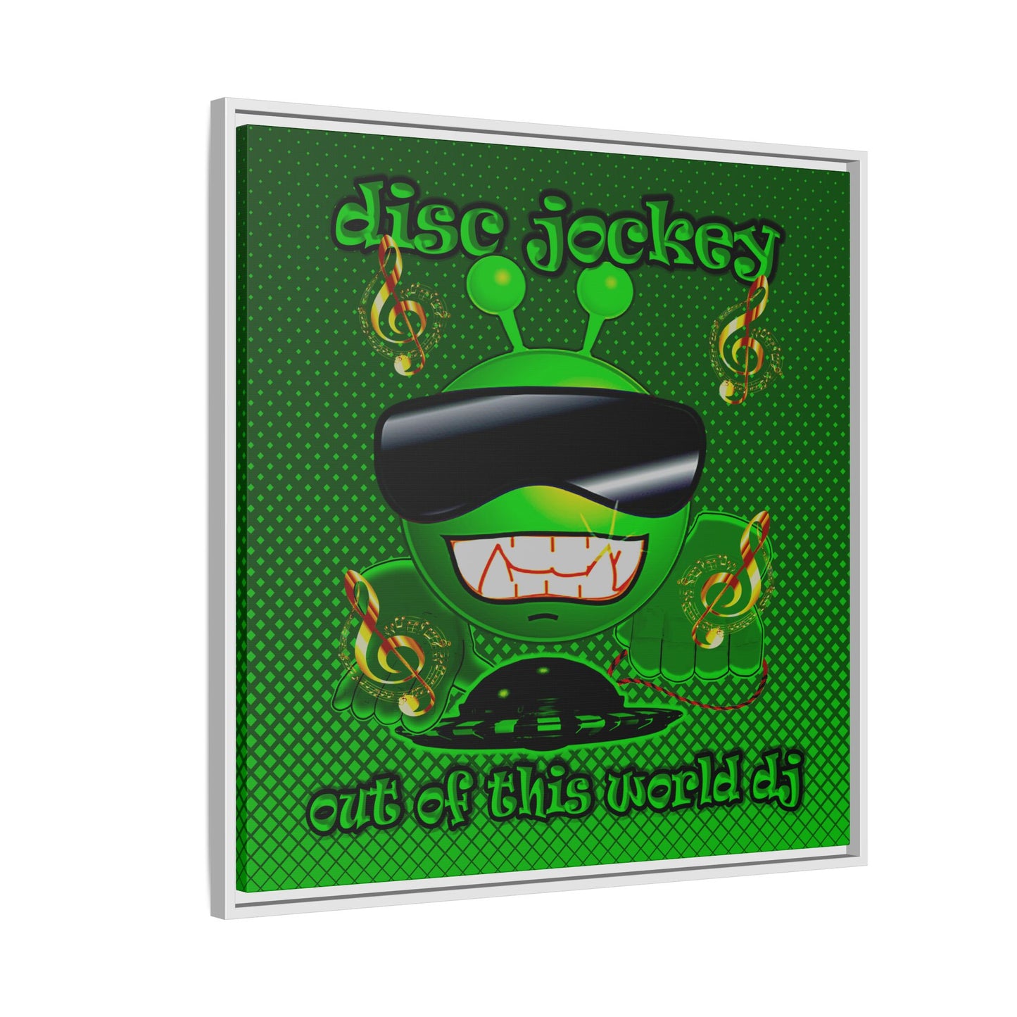 disc jockey - framed canvas art (logo green)
