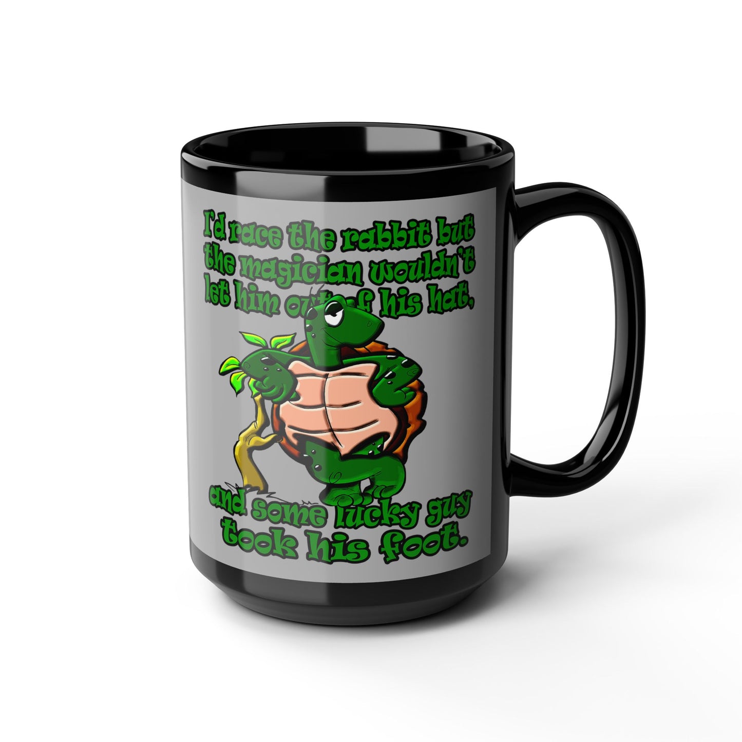 turtle race - Black Mug (light grey)