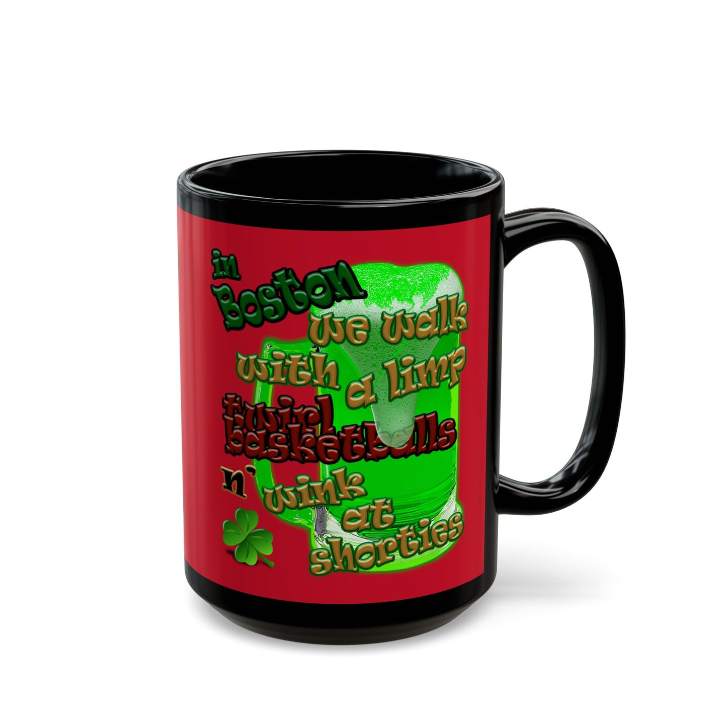celtics logo - Black Mug (dark red)