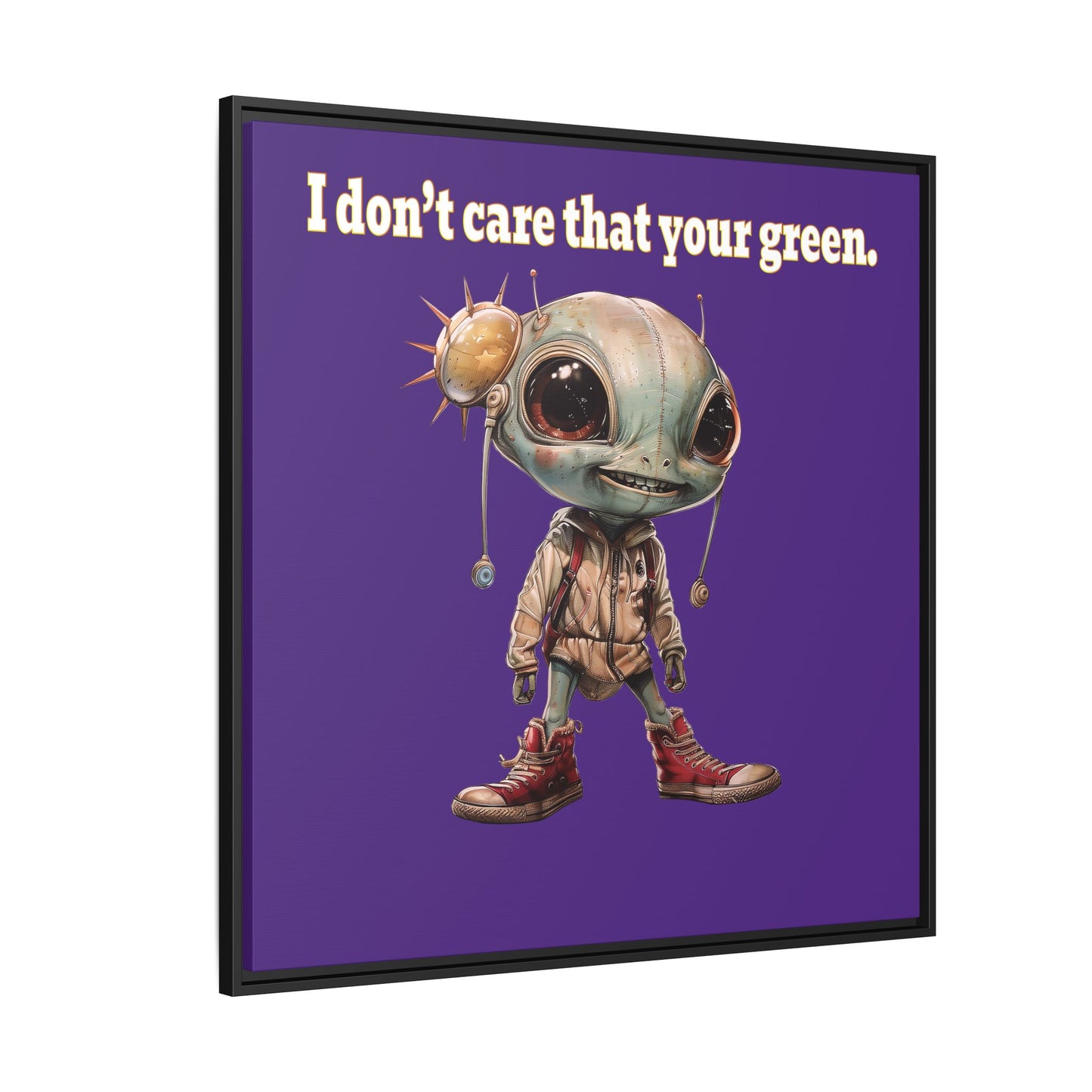I don't care that your green - framed canvas art (purple)