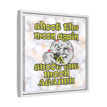 shoot the moon again - framed canvas art (white marble)