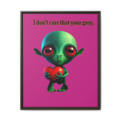 I don't care that your grey - framed canvas art (pink)