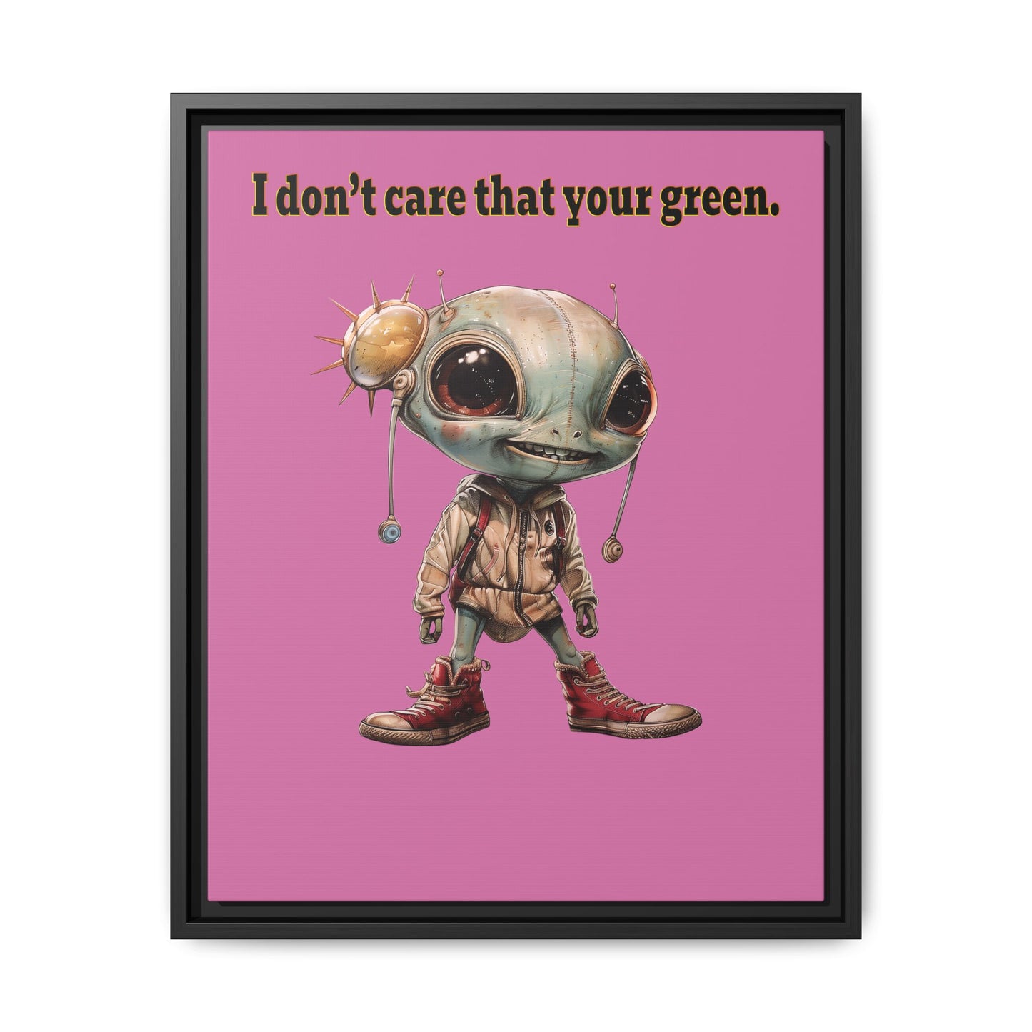 I don't care that your green - framed canvas art (light pink)