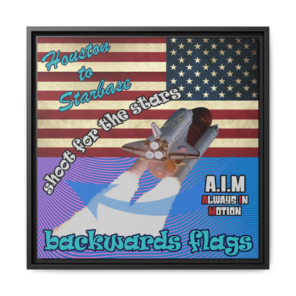 shoot for the stars - framed canvas art (light blue-purple wave)