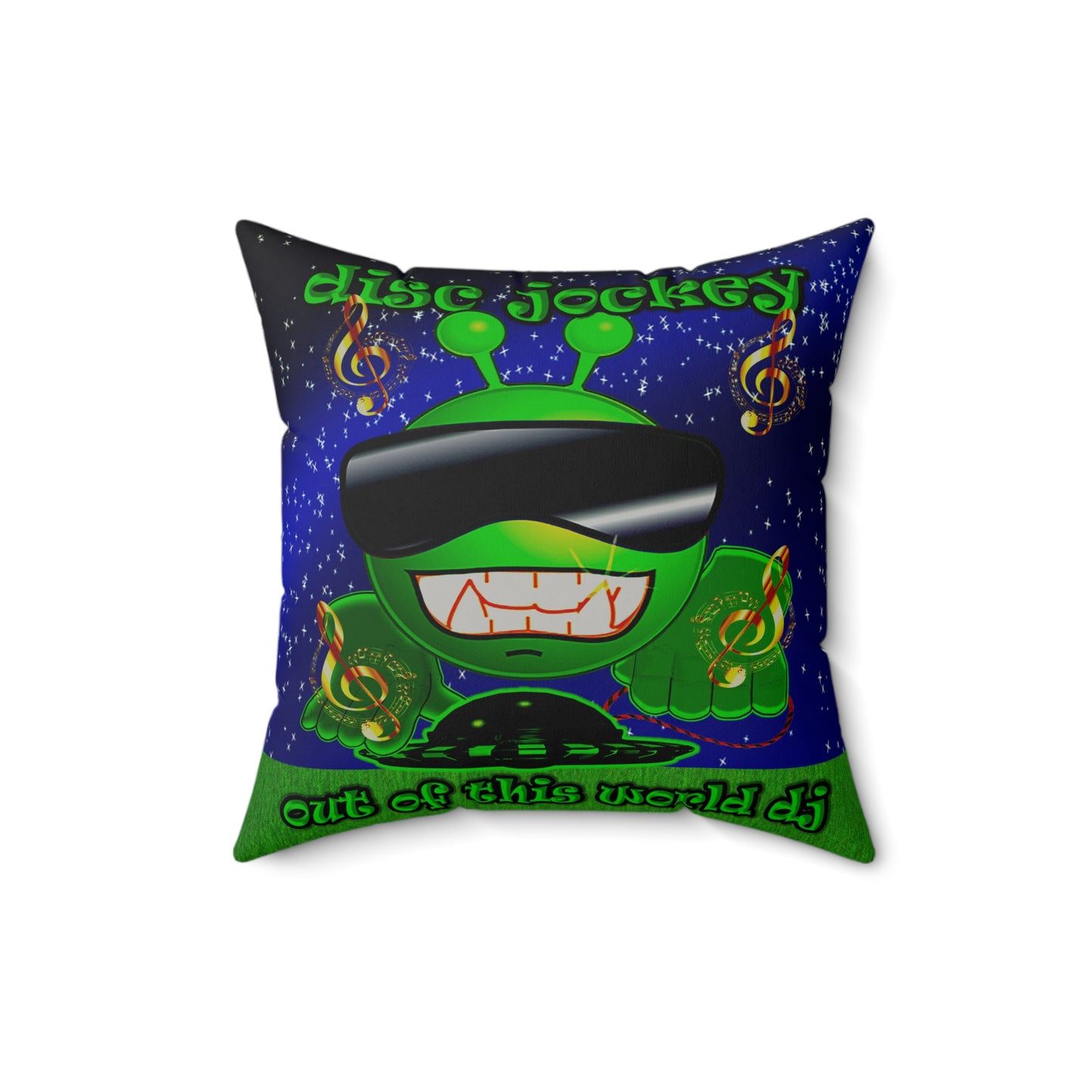 disc jockey - Faux Suede Square Pillow - ('snoops' background)