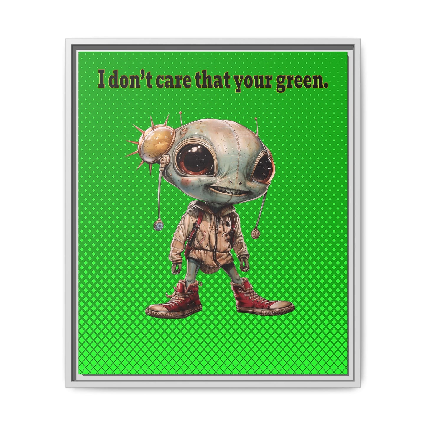 I don't care that your green - framed canvas art (logo green)