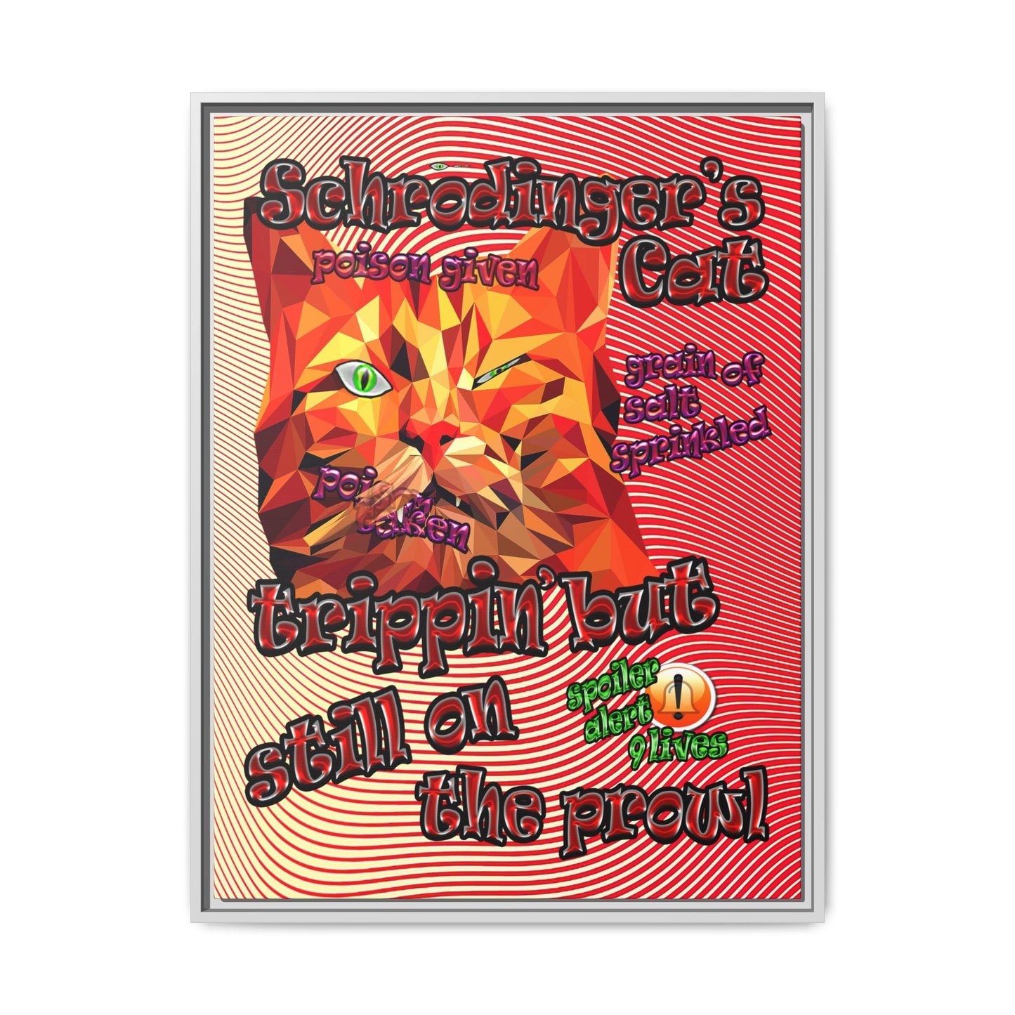 schrodinger's cat - framed canvas art (yellow-orange wave)
