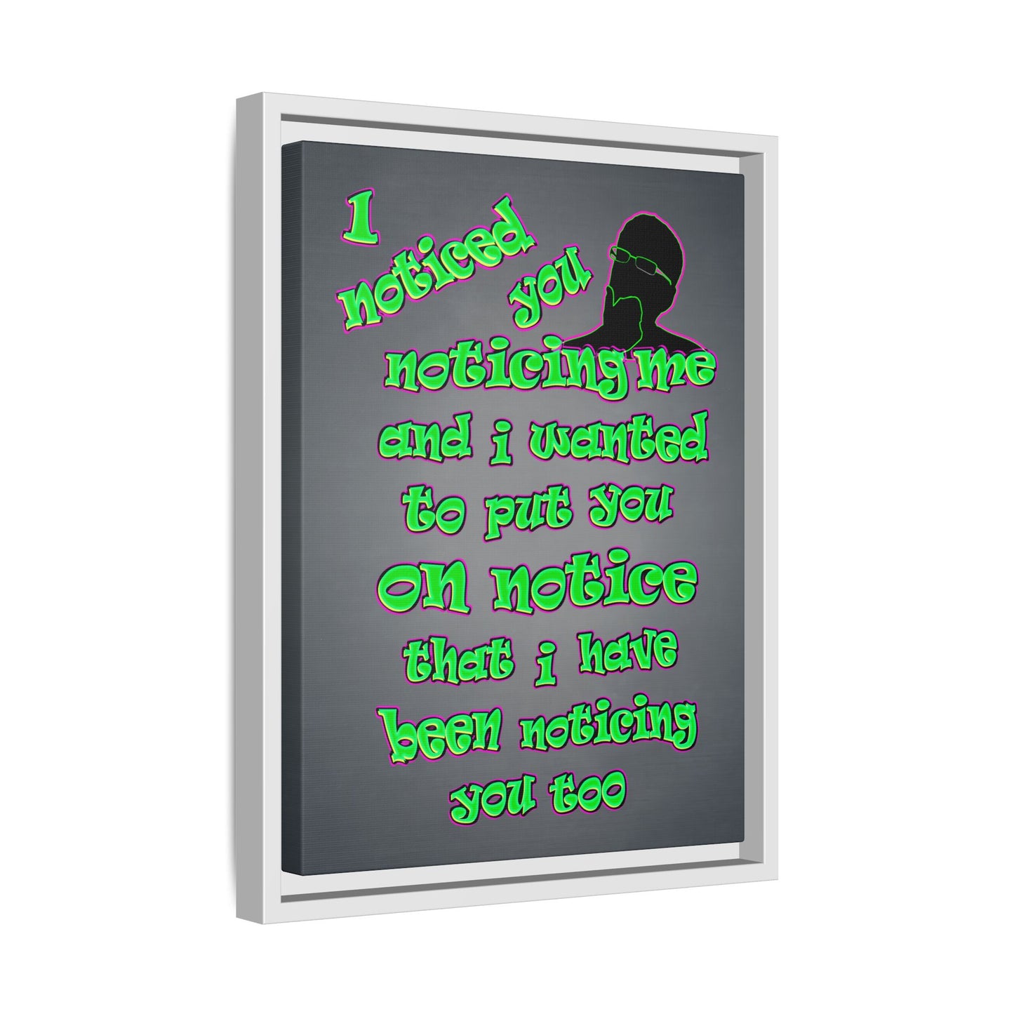 noticed you noticing - framed canvas art (grey-light grey)