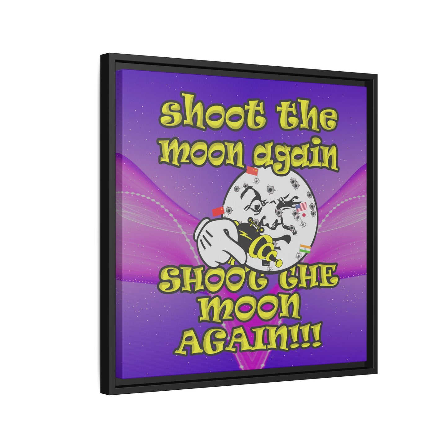 shoot the moon again - framed canvas art (purple-pink wave)