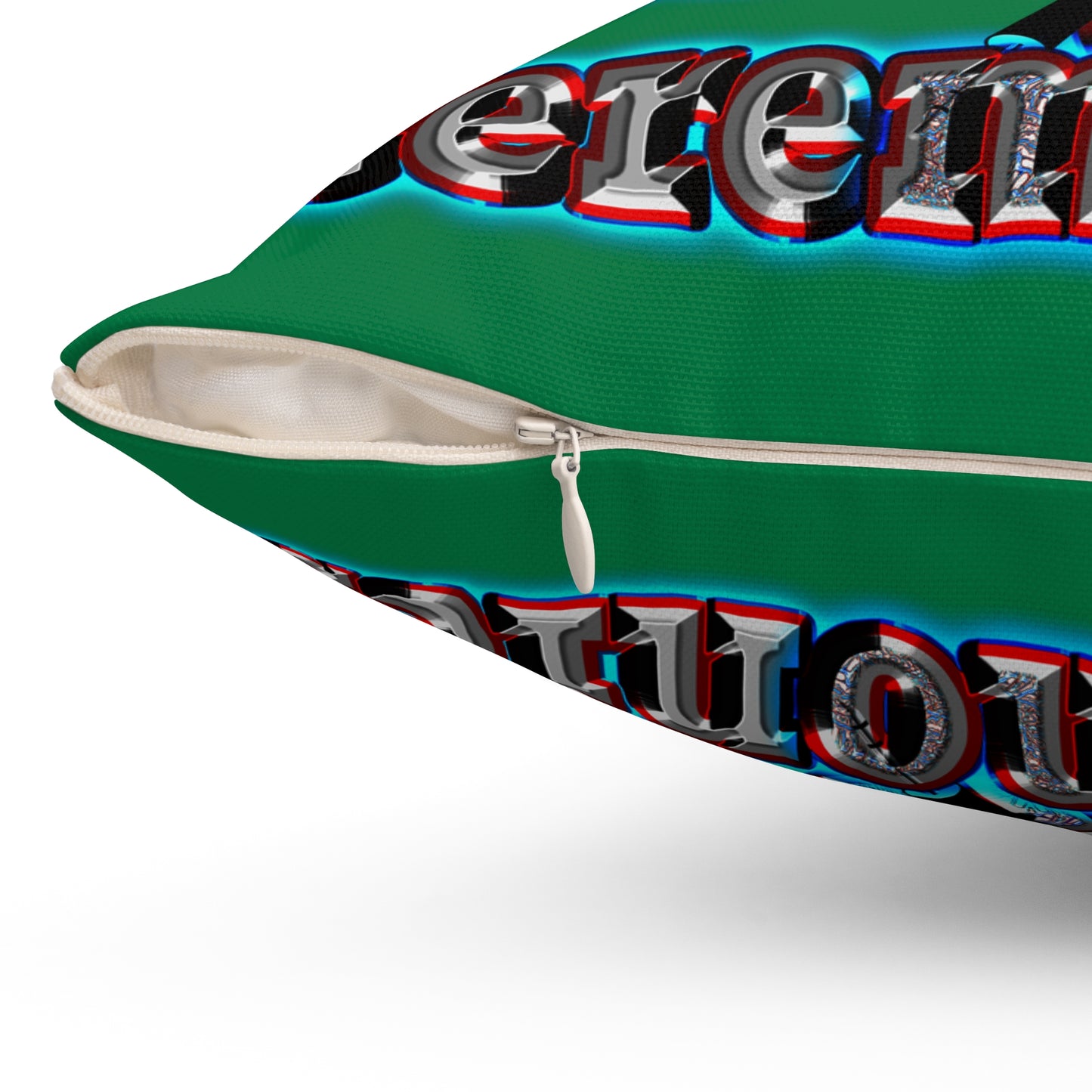 em cee squared - Spun Polyester Square Pillow - (dark green)