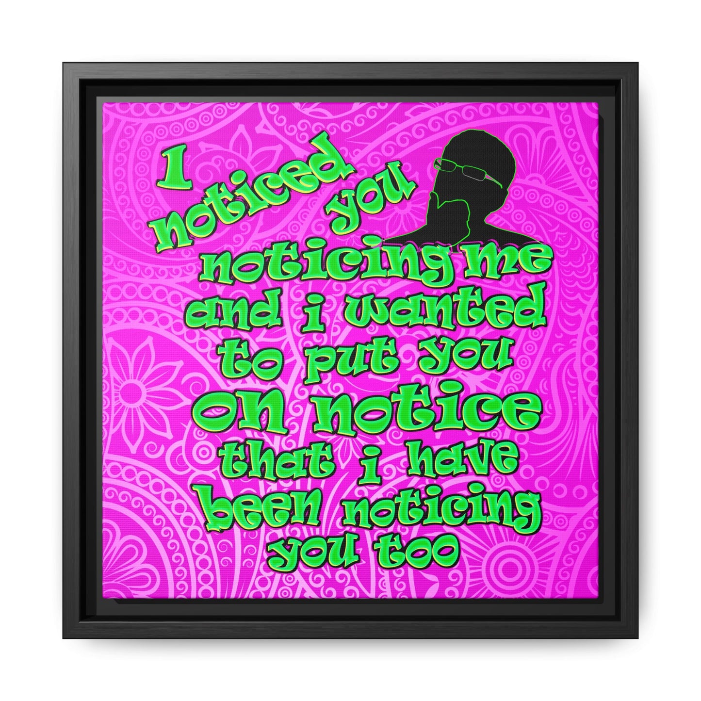 noticed you noticing - framed canvas art (pink swirl)
