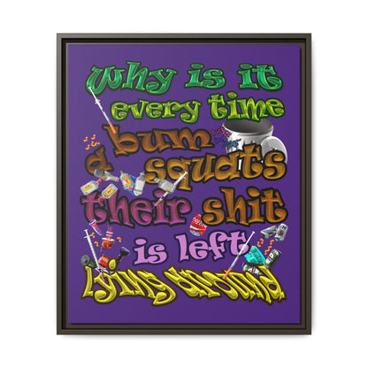 the bum's shit - framed canvas art (purple)