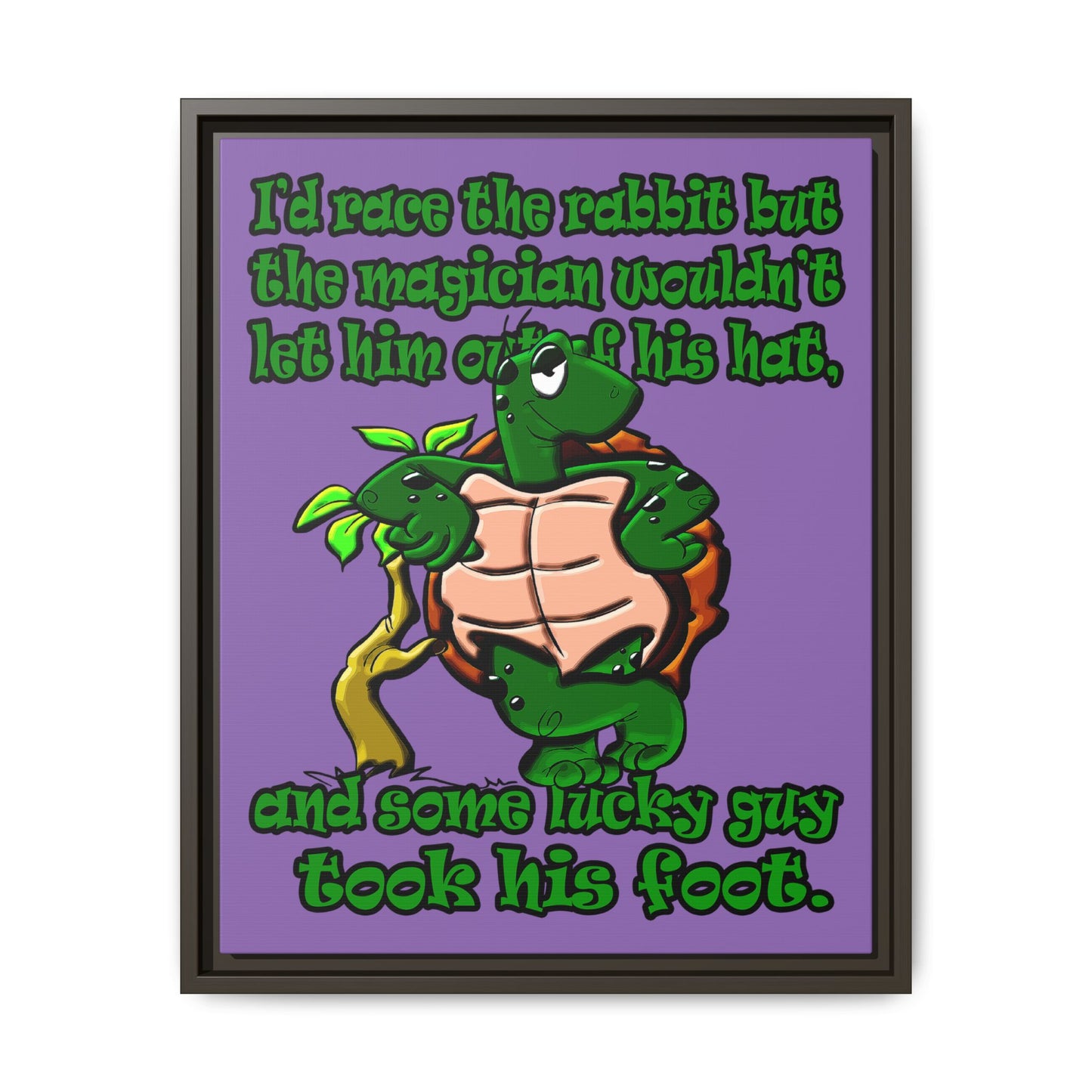 turtle race - framed canvas art (light purple)