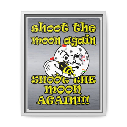 shoot the moon again - framed canvas art (brushed nickel)