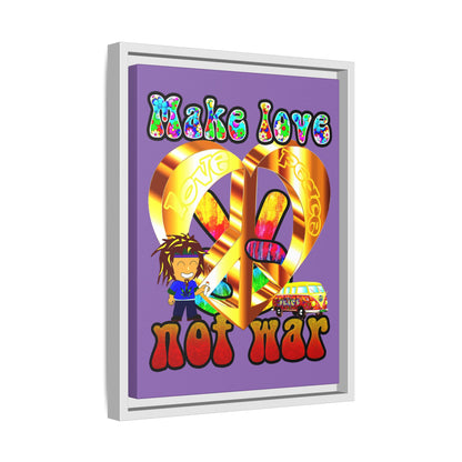 love peace - framed canvas art (light purple)