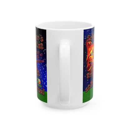 schrodinger's cat - White Mug ('snoops' background)