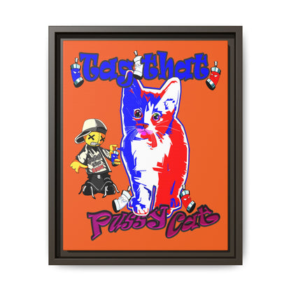 tag that - framed canvas art (orange)