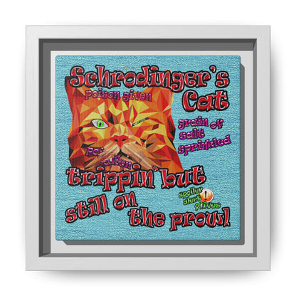 schrodinger's cat - framed canvas art (faded blue)