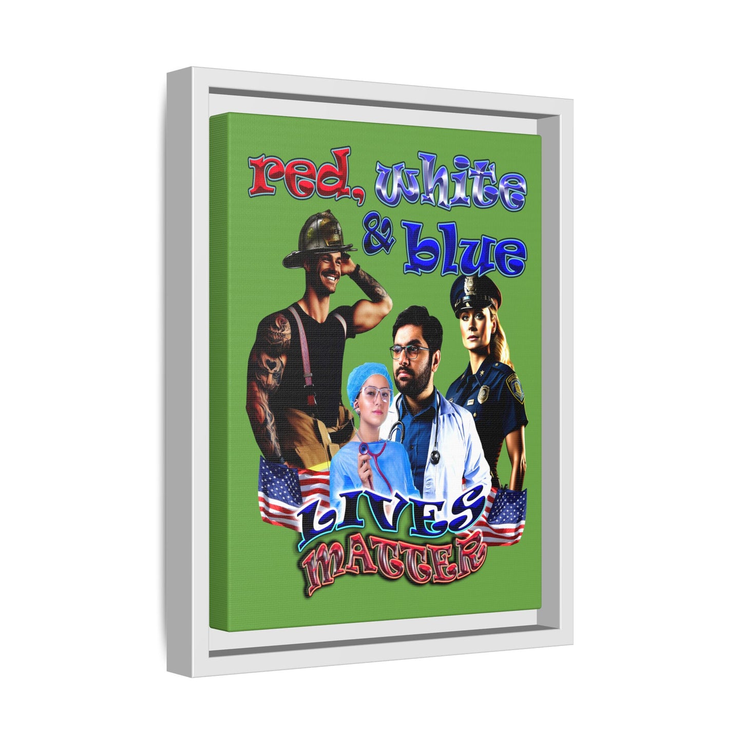 rw&b lives matter - framed canvas art (green)