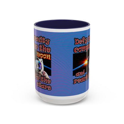 defy conquer reach - Accent Mug (light blue-purple wave)