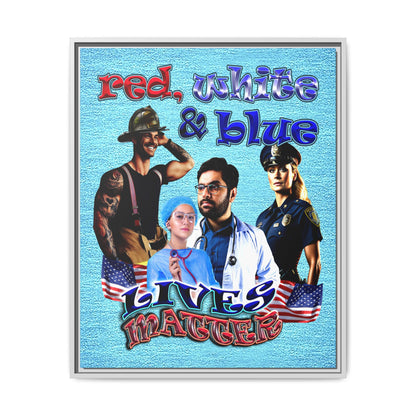 rw&b lives matter - framed canvas art (faded blue)