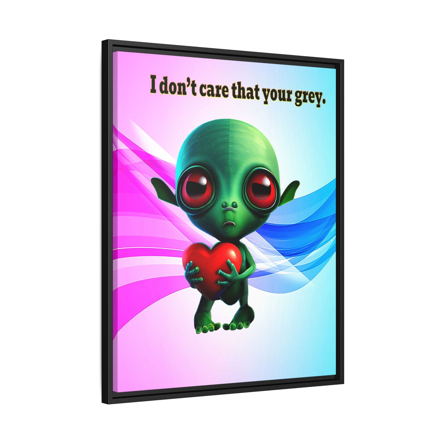 I don't care that your grey - framed canvas art (light blue-pink wave)