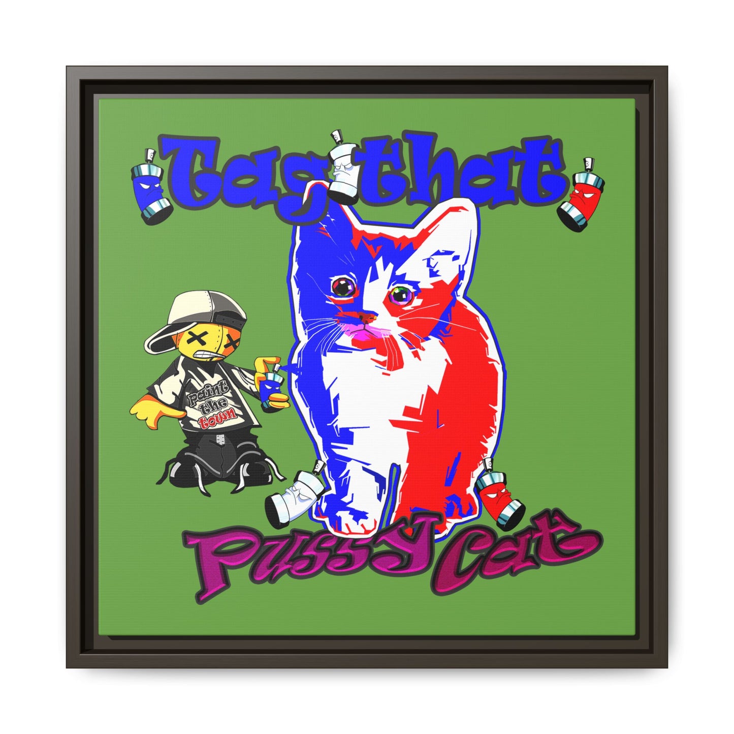 tag that - framed canvas art (green)