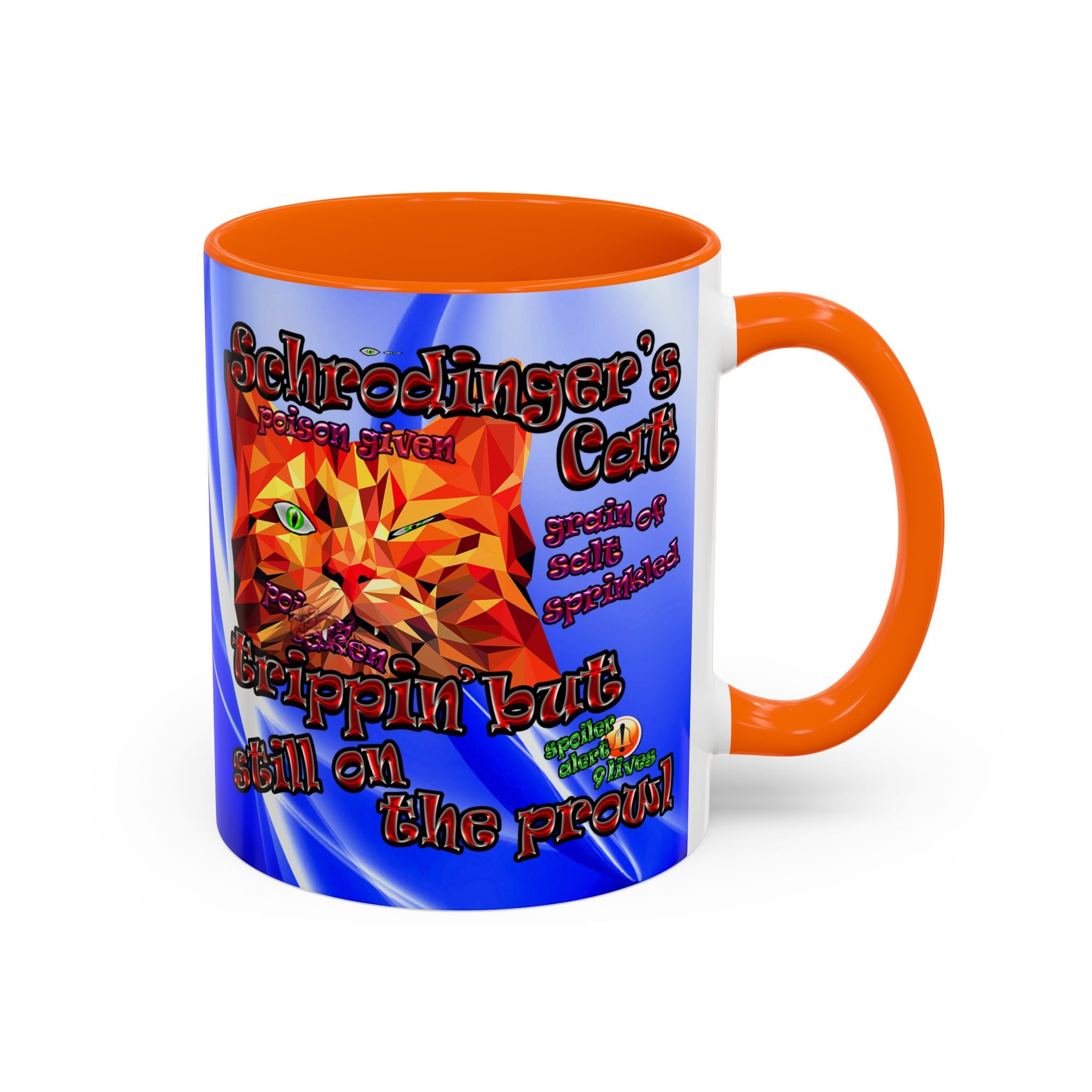 schrodinger's cat - Accent Mug (blue-white wave)