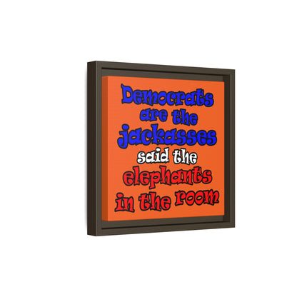 donkeys and elephants - framed canvas art (orange)